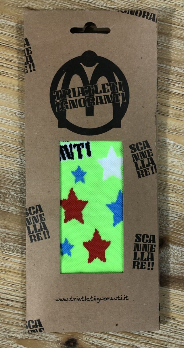Calze ciclismo triatleti ignoranti verde fluo stelle