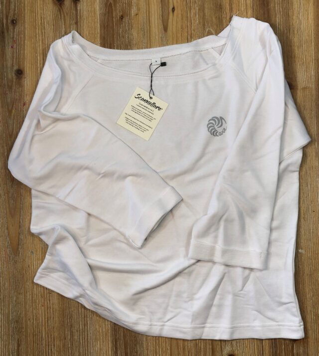 Felpa scollo ampio colore bianco